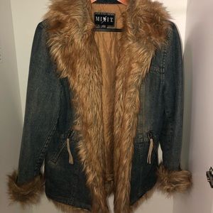 Vintage Fur lined denim coat